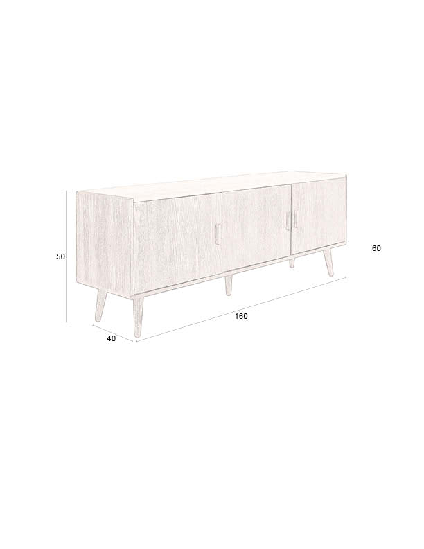 Dutchbone Arda Brown Wood & Travertine Sideboard